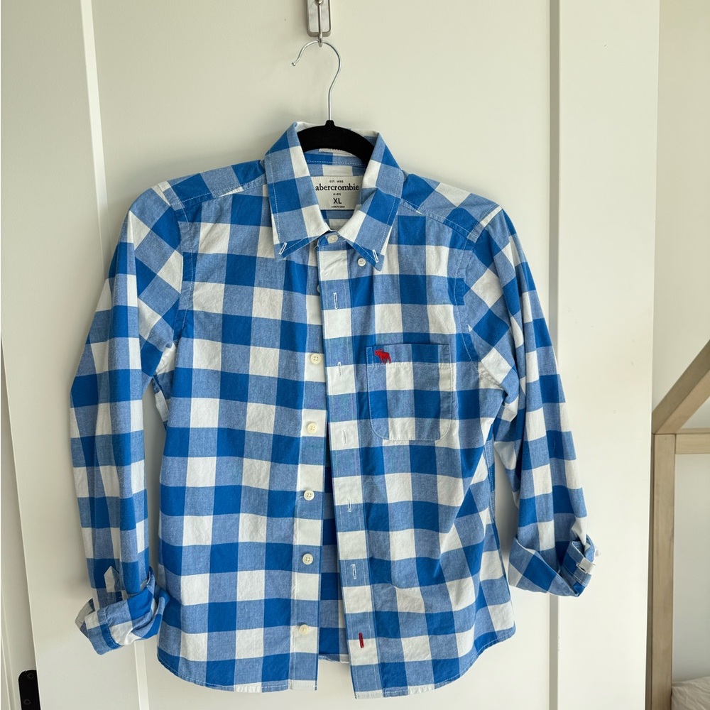 Abercrombie & Fitch Blue and White Plaid Shirt